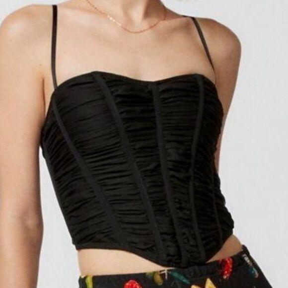 Urban Outfitters Out From Under Black Mesh Corset Top Medium - Picture 1 of 7
